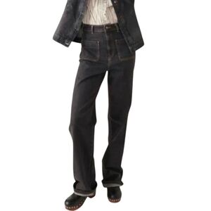 Ba&Sh Django Blackstone Jeans Straight Leg Patch Pocket High Rise Size 4